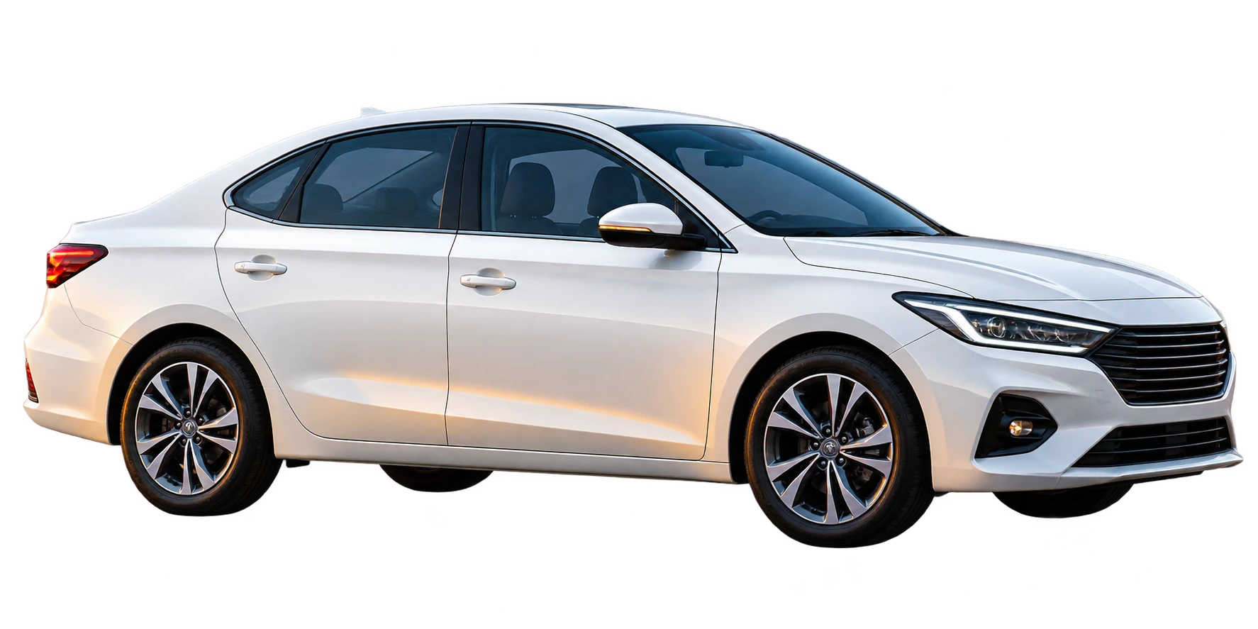 Illustrative white corporate sedan